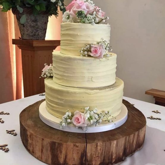 Buttercream Wedding Cake with Fresh Flowers